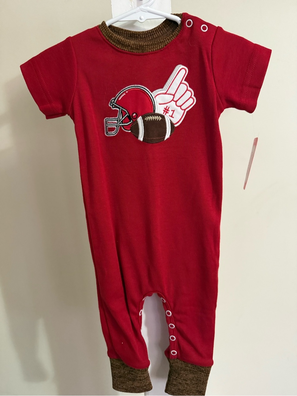 NWT Ricrac & Ruffles Football Romper - Picture 4 of 12